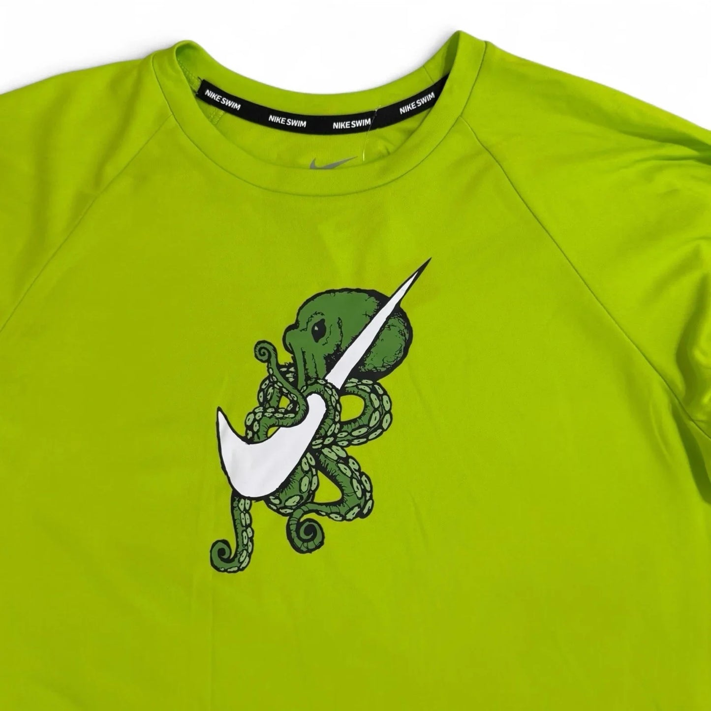 Nike Swim Kids’ Rash Guard – Green Octopus Swoosh, Size XL UPF 40+ - Trendiez U ♥ 