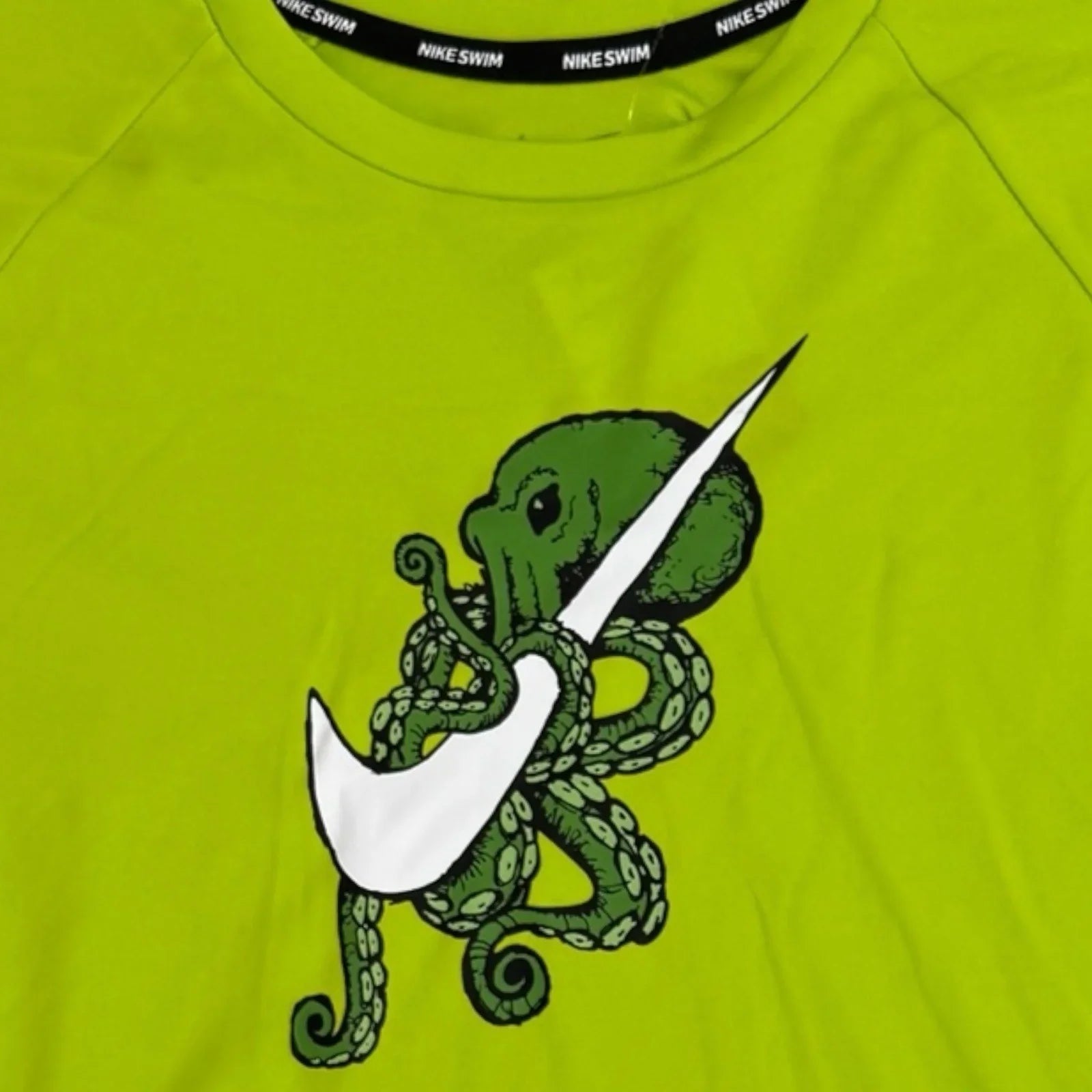 Nike Swim Kids’ Rash Guard – Green Octopus Swoosh, Size XL UPF 40+ - Trendiez U ♥ 