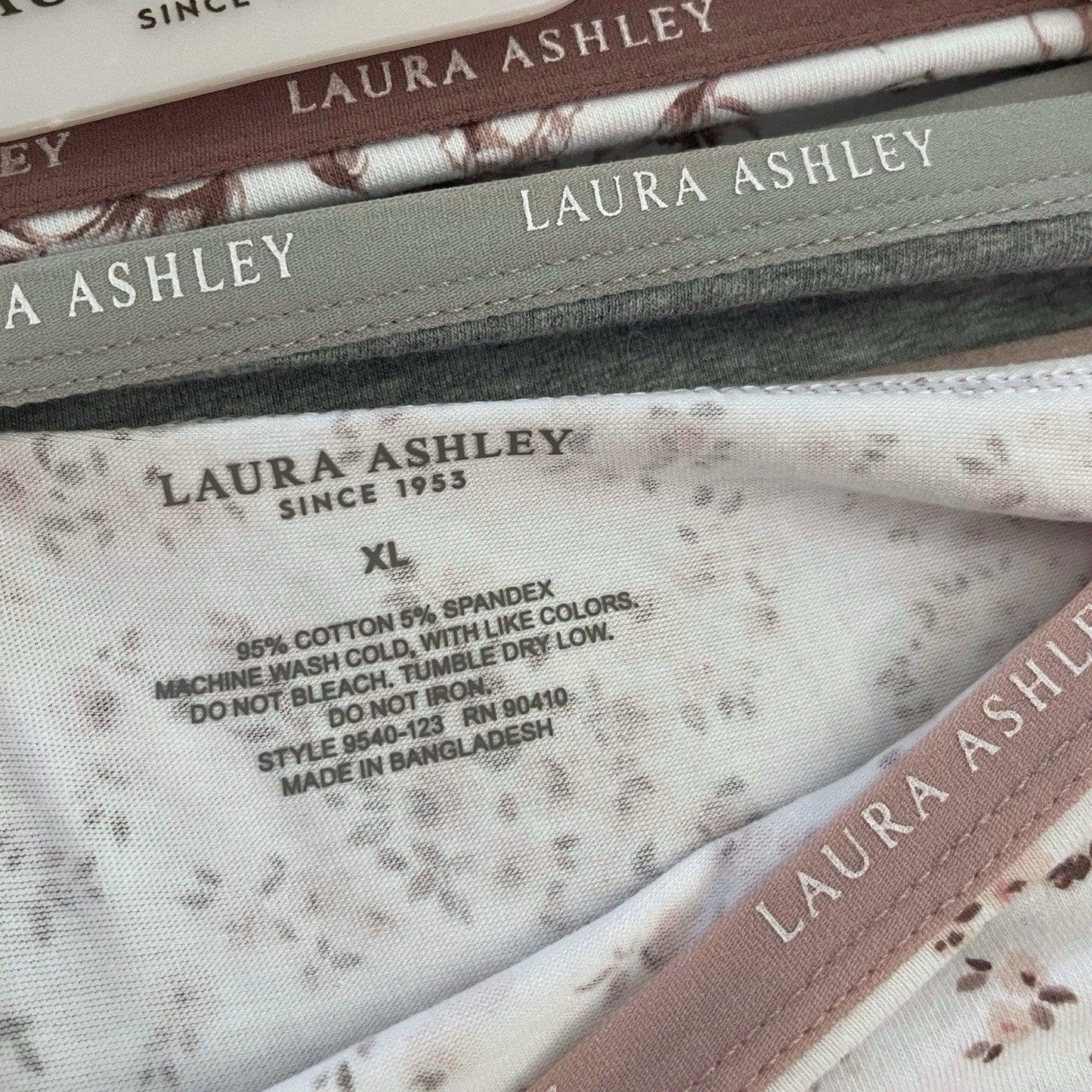 NWT 5 pack L Laura Ashley Cotton Brief Panties $48 Logo Band Asst Color - Trendiez U ♥ 