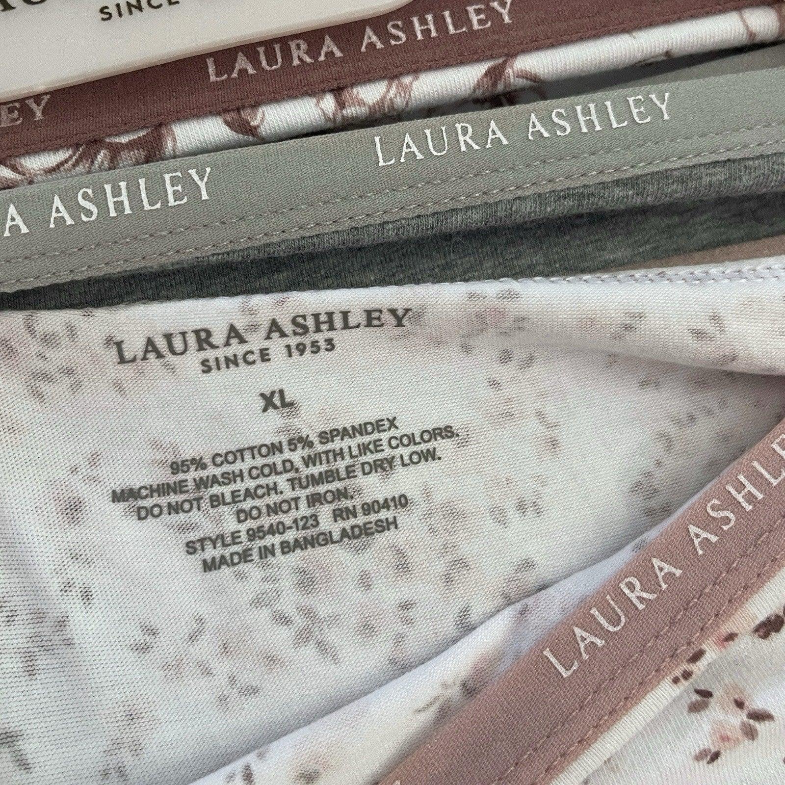 NWT 5 pack L Laura Ashley Cotton Brief Panties $48 Logo Band Asst Color - Trendiez U ♥ 
