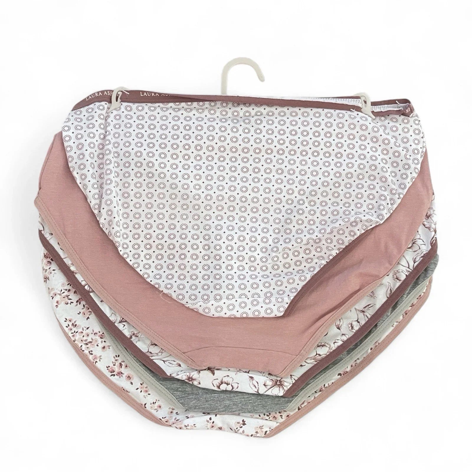 NWT 5 pack L Laura Ashley Cotton Brief Panties $48 Logo Band Asst Color - Trendiez U ♥ 