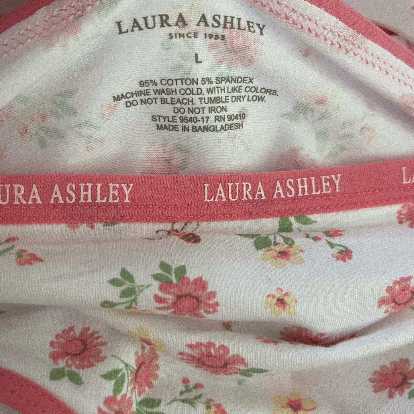 NWT 5 pack L Laura Ashley Cotton Pink Brief Panties $48 Logo Band Asst Color - Trendiez U ♥ 