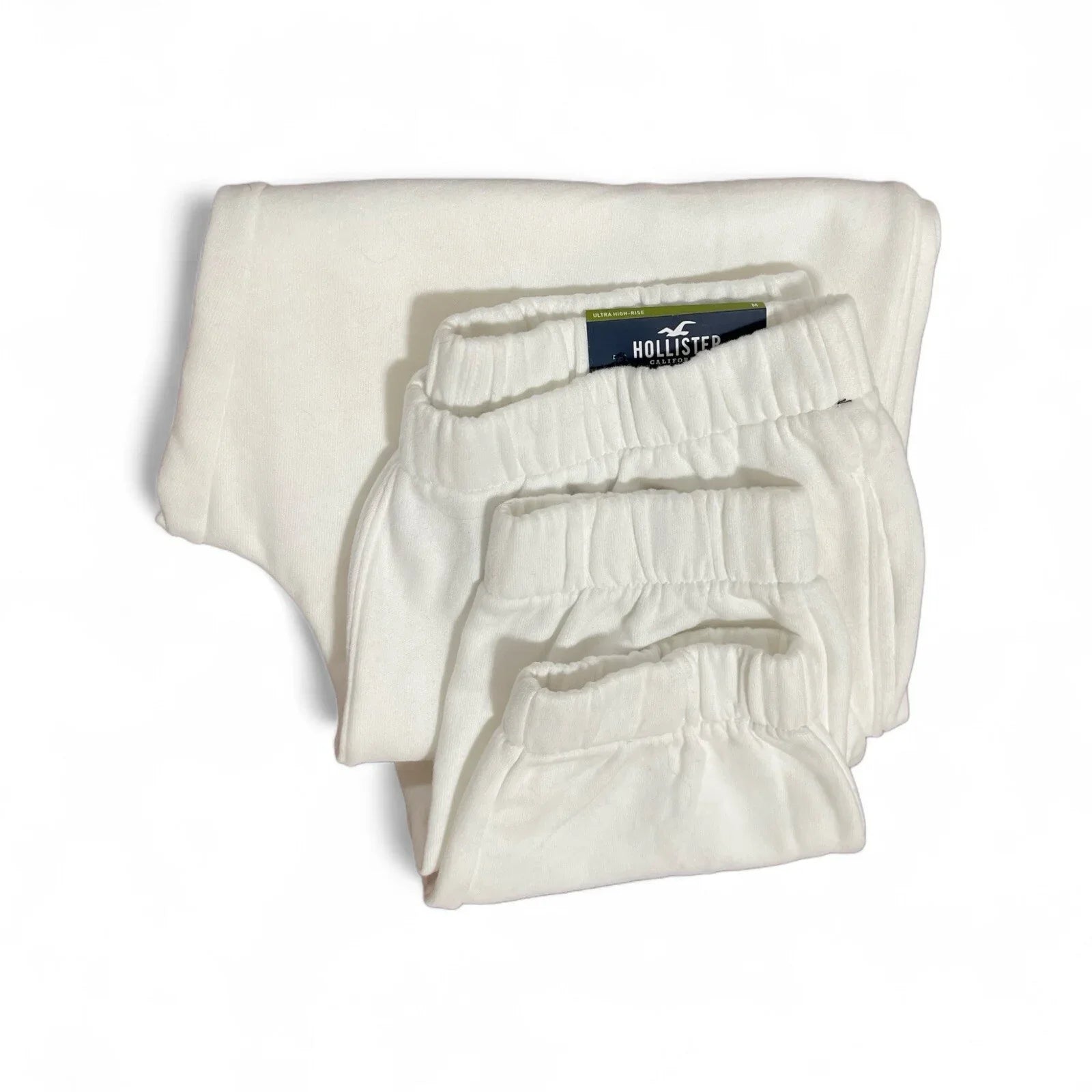 NWT Hollister Ultra High Rise Dad Joggers White Embroidered Cherry Women’s M - Trendiez U ♥ 