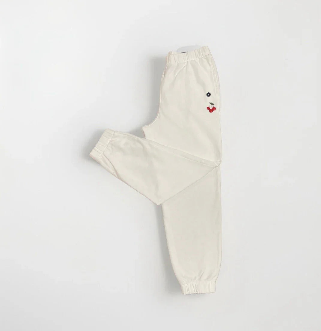 NWT Hollister Ultra High Rise Dad Joggers White Embroidered Cherry Women’s M - Trendiez U ♥ 