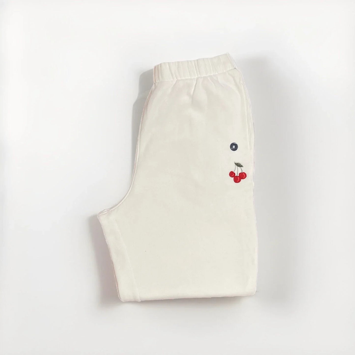 NWT Hollister Ultra High Rise Dad Joggers White Embroidered Cherry Women’s M - Trendiez U ♥ 