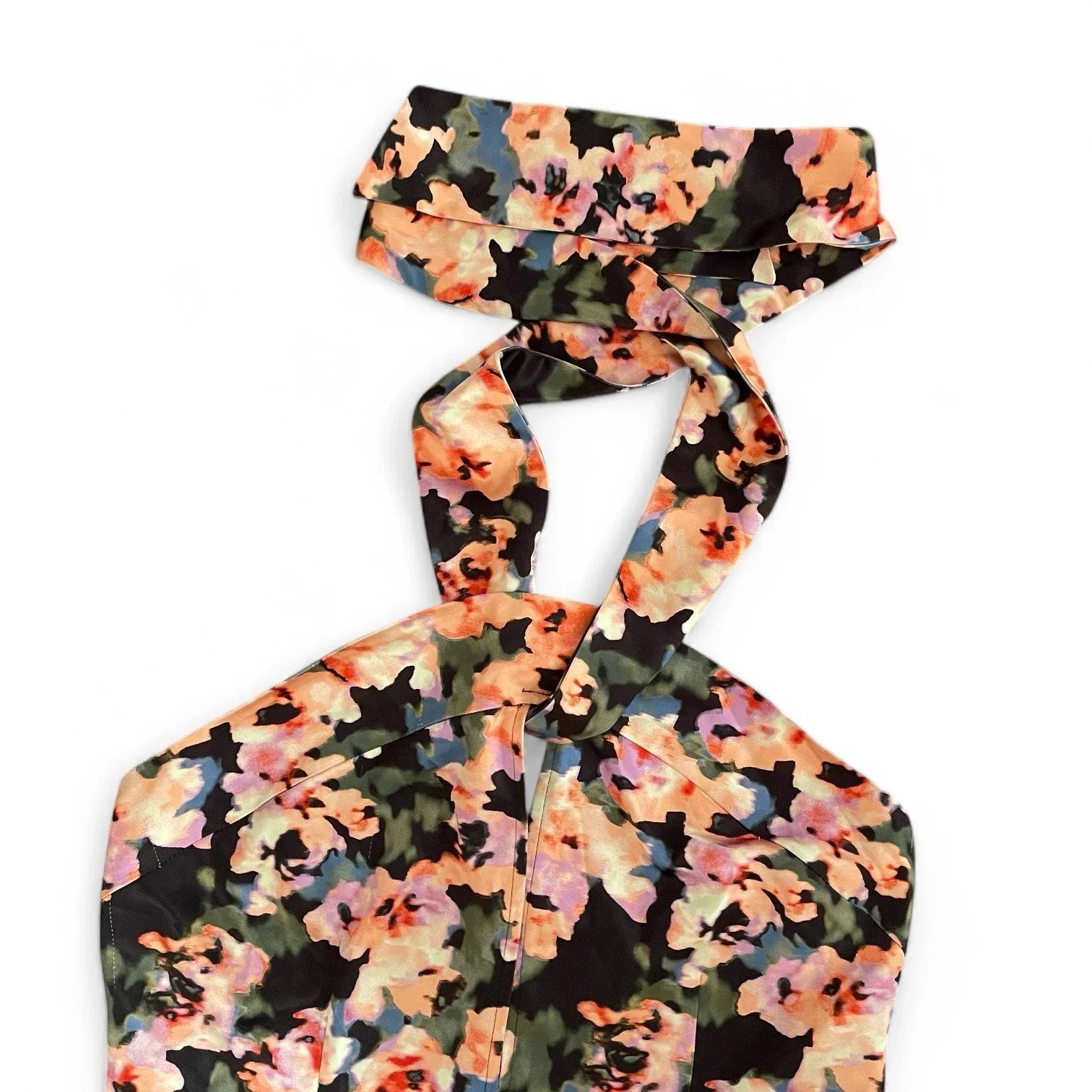 Open Edit Floral Halter Satin Romper Size M NWT Party Cocktail - Trendiez U ♥ 