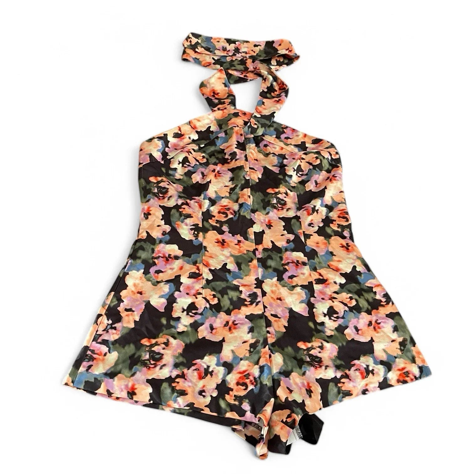 Open Edit Floral Halter Satin Romper Size M NWT Party Cocktail - Trendiez U ♥ 