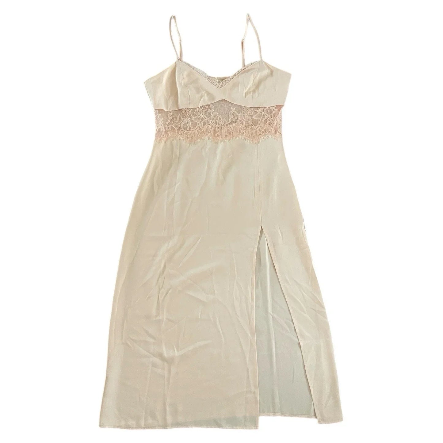 Open Edit Satin Nude Slipdress Lace Trim Size M NWT!!! Party Cocktail Birthday - Trendiez U ♥ 