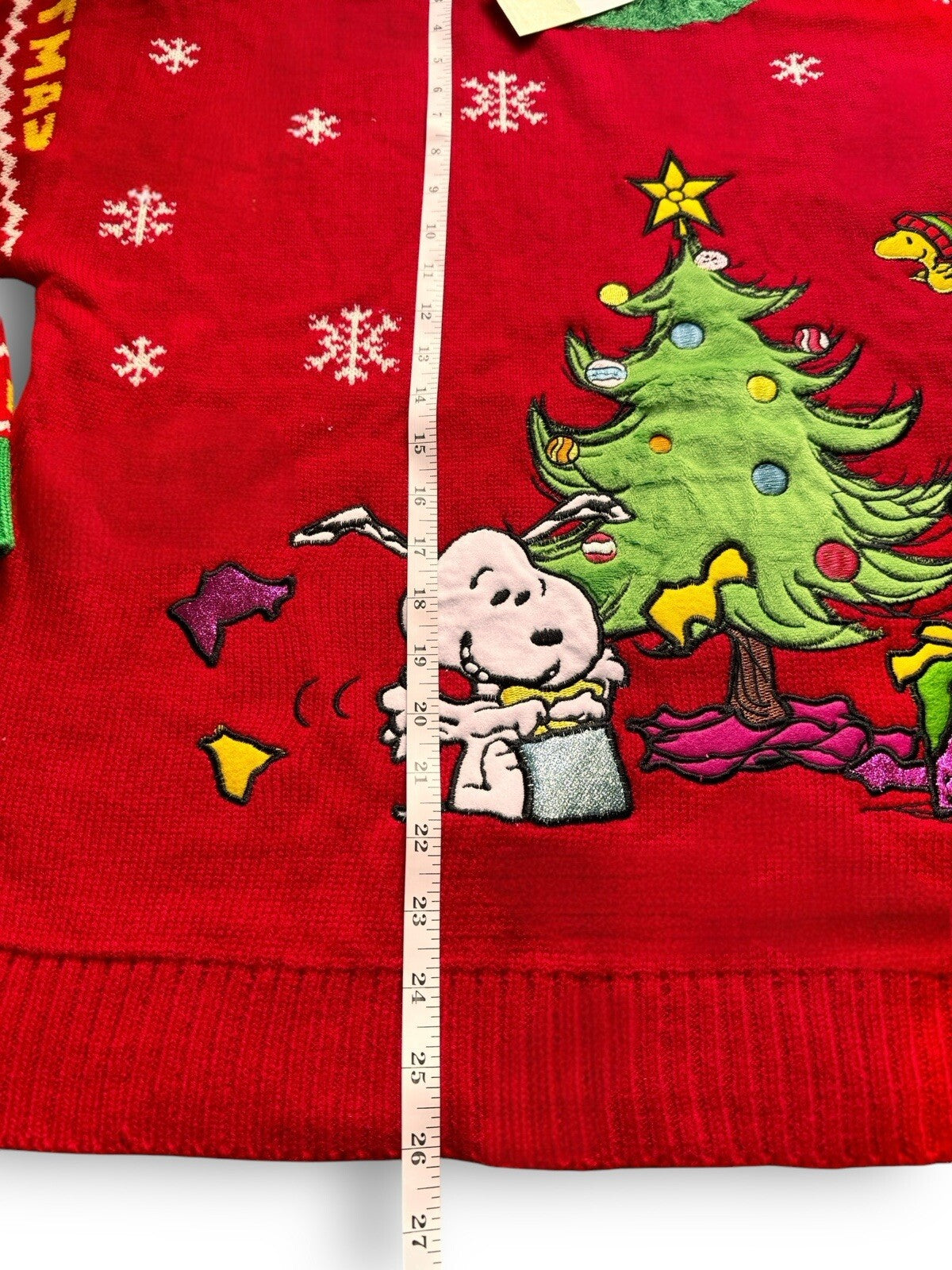 Peanuts Christmas Sweater Sz 1X Red Crewneck Snoopy Christmas Ugly Sweater NWT - Trendiez U ♥ 