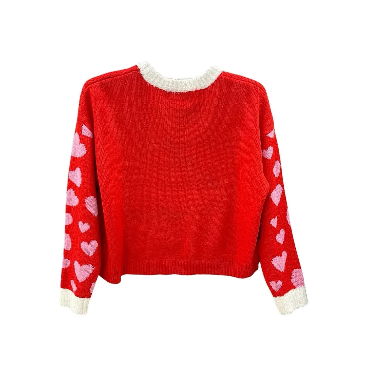 Peanuts Snoopy Valentine’s Sweater Sz L Red w/ Pink Hearts Embroidered Charlie - Trendiez U ♥ 