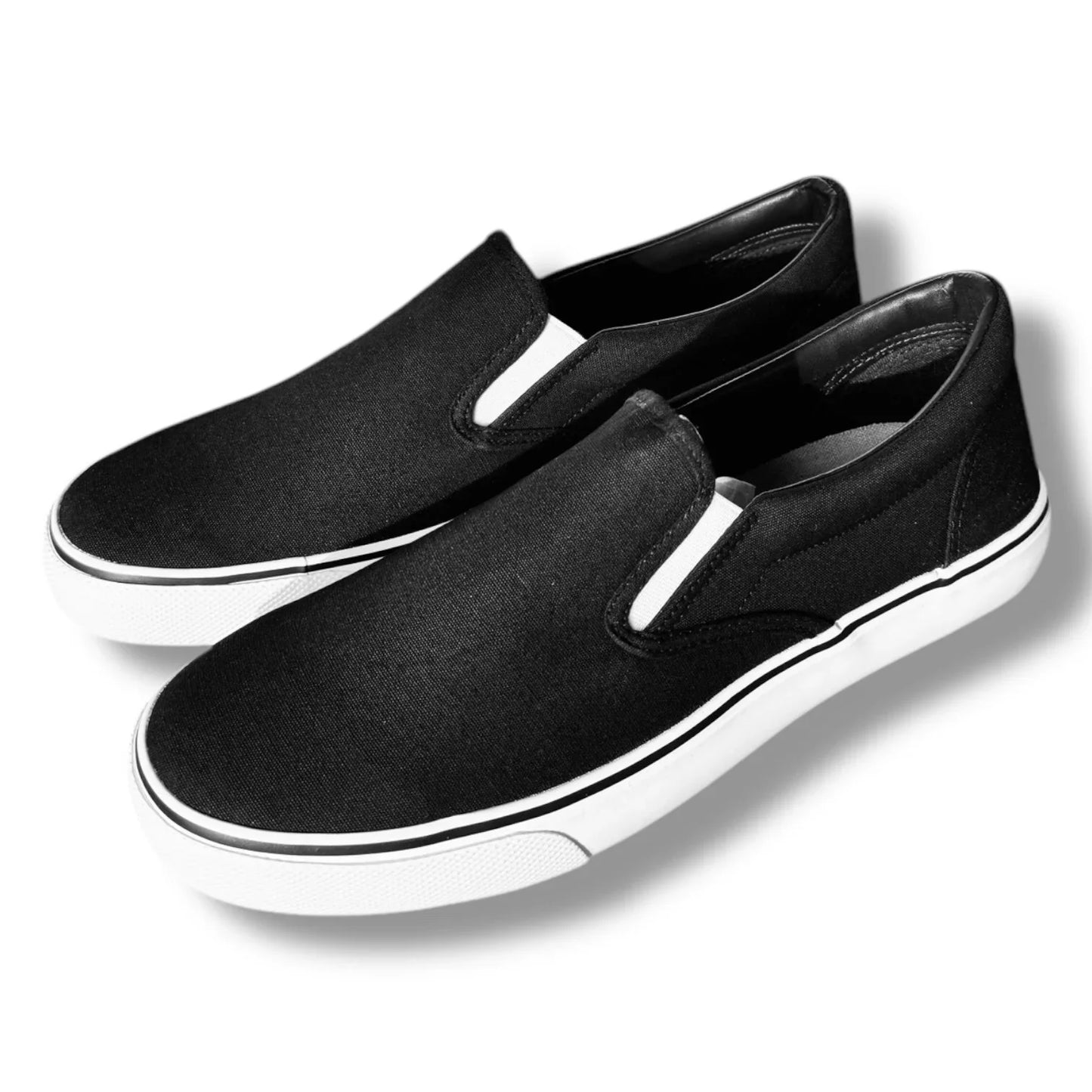 Perry Ellis Mens Black Canvas Slip On Lifestyle Luxury Sneakers Shoes Size 9 - Trendiez U ♥ 