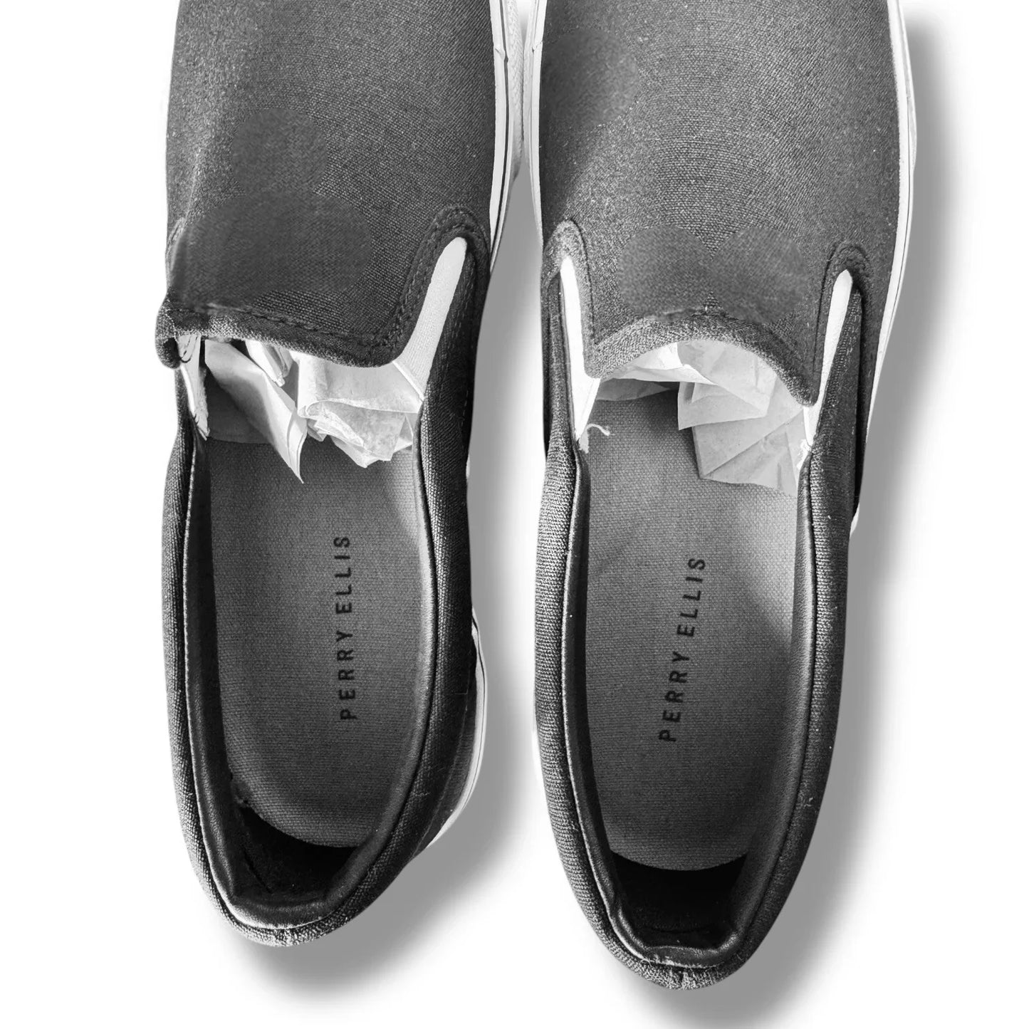 Perry Ellis Mens Black Canvas Slip On Lifestyle Luxury Sneakers Shoes Size 9 - Trendiez U ♥ 