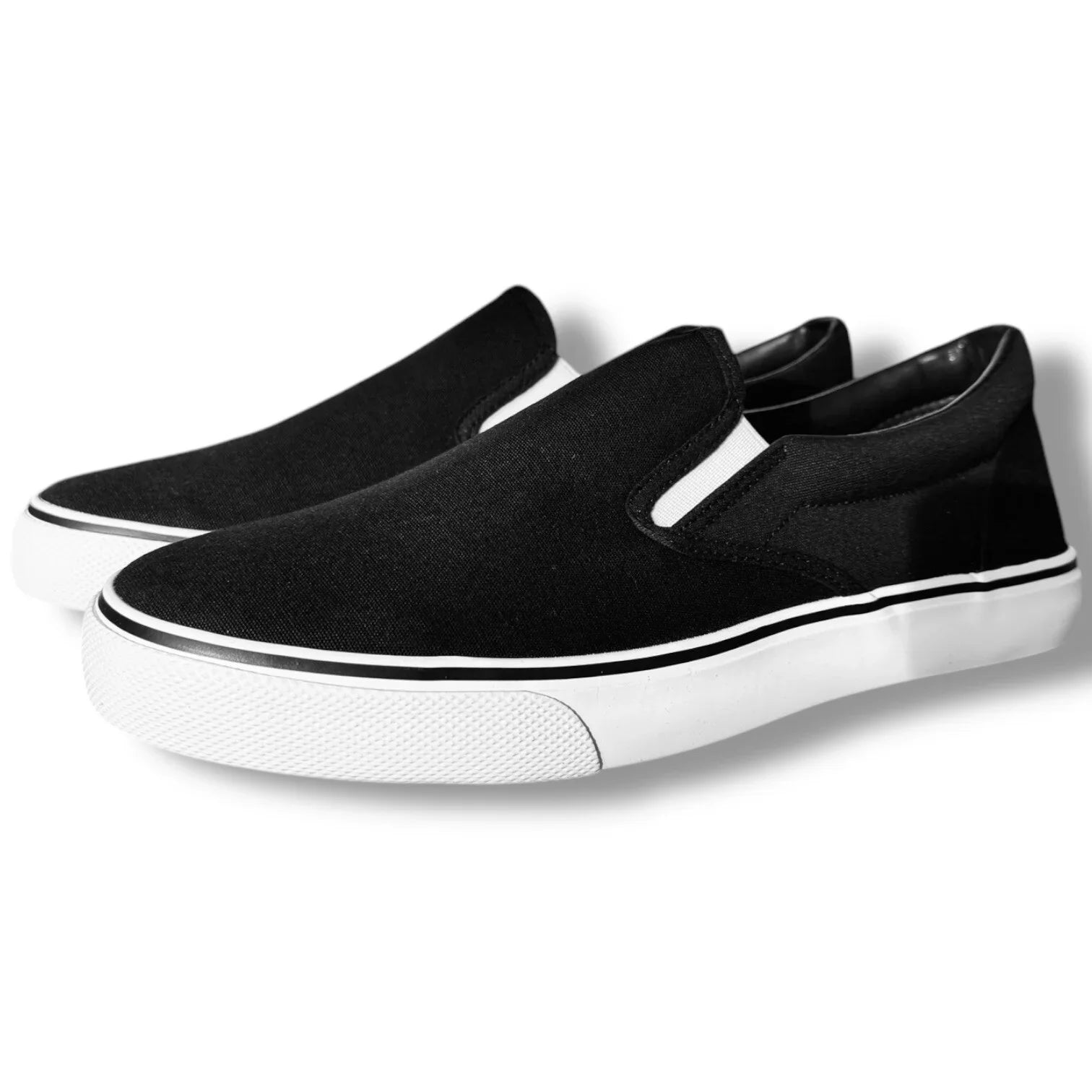 Perry Ellis Mens Black Canvas Slip On Lifestyle Luxury Sneakers Shoes Size 9 - Trendiez U ♥ 