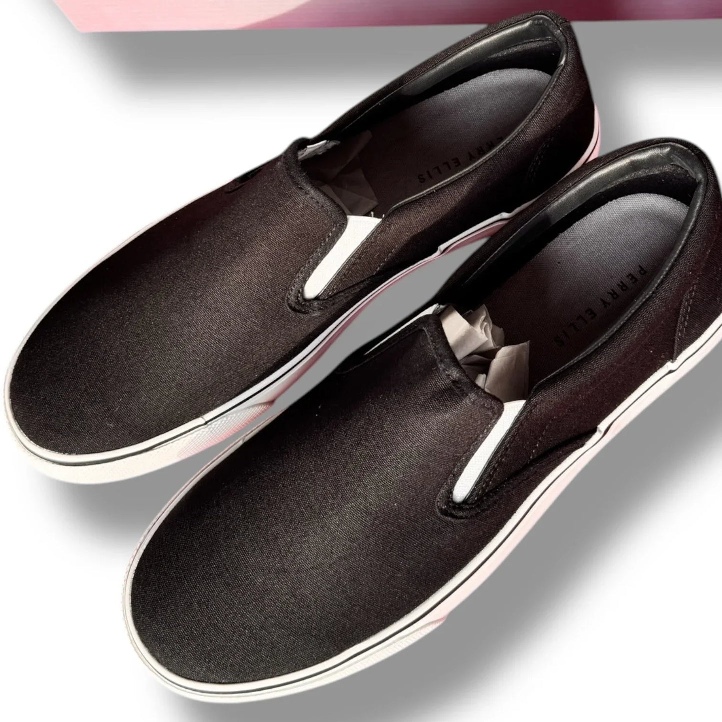 Perry Ellis Mens Black Canvas Slip On Lifestyle Luxury Sneakers Shoes Size 9 - Trendiez U ♥ 