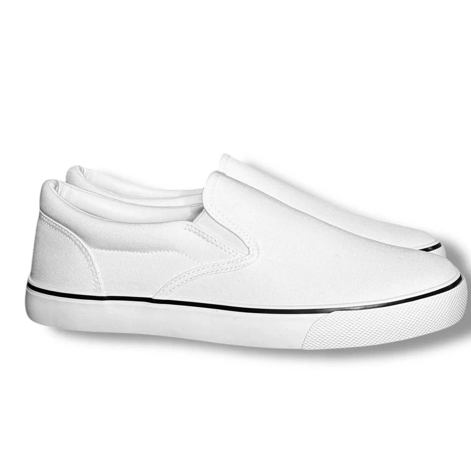 Perry Ellis Mens White Canvas Slip On Lifestyle Luxury Sneakers Shoes Size 9 - Trendiez U ♥ 