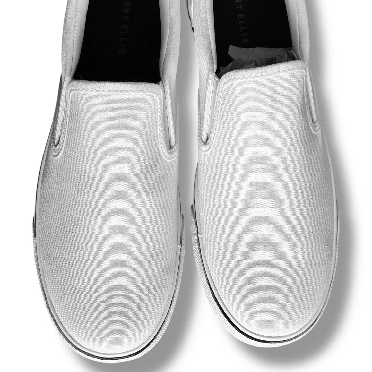Perry Ellis Mens White Canvas Slip On Lifestyle Luxury Sneakers Shoes Size 9 - Trendiez U ♥ 