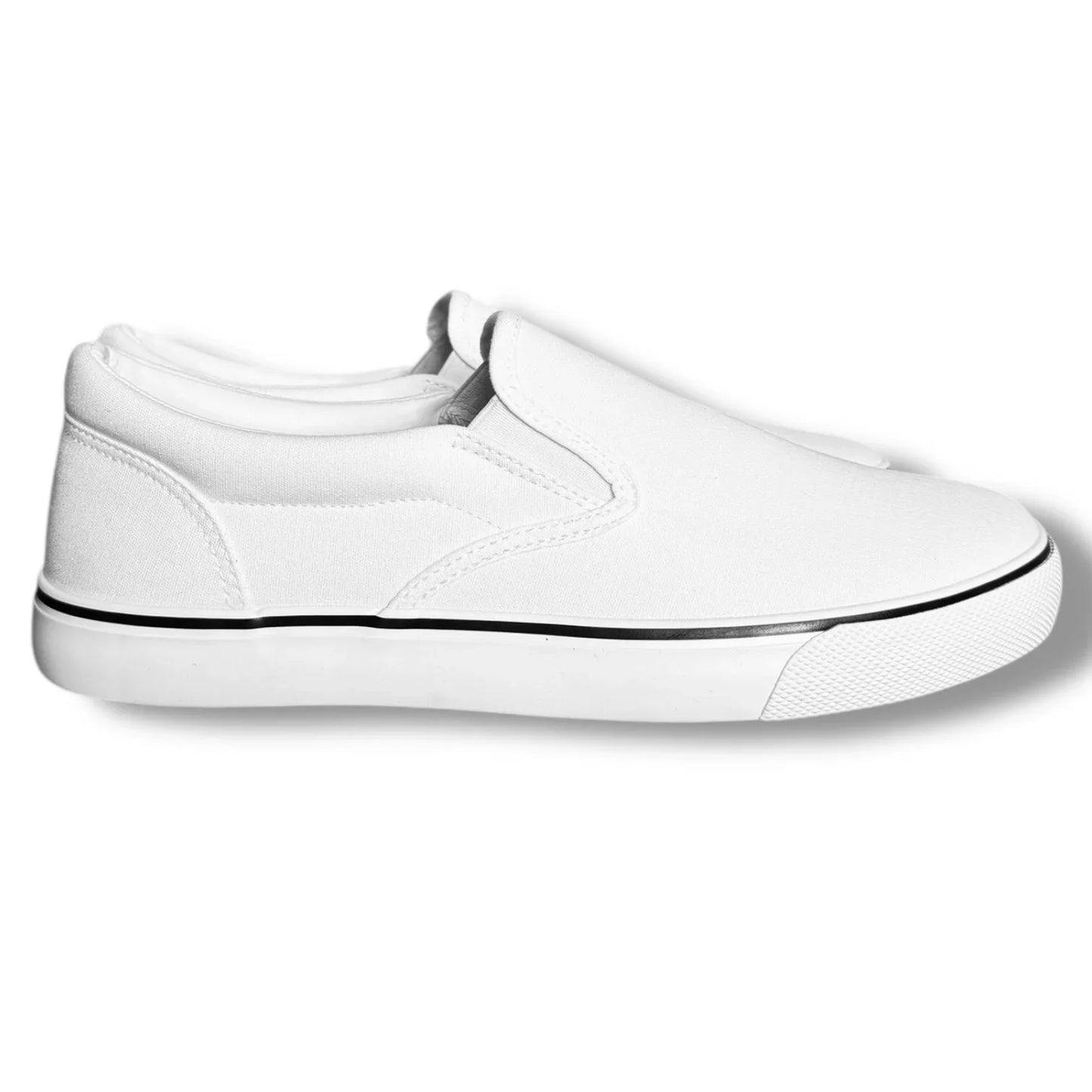 Perry Ellis Mens White Canvas Slip On Lifestyle Luxury Sneakers Shoes Size 9 - Trendiez U ♥ 