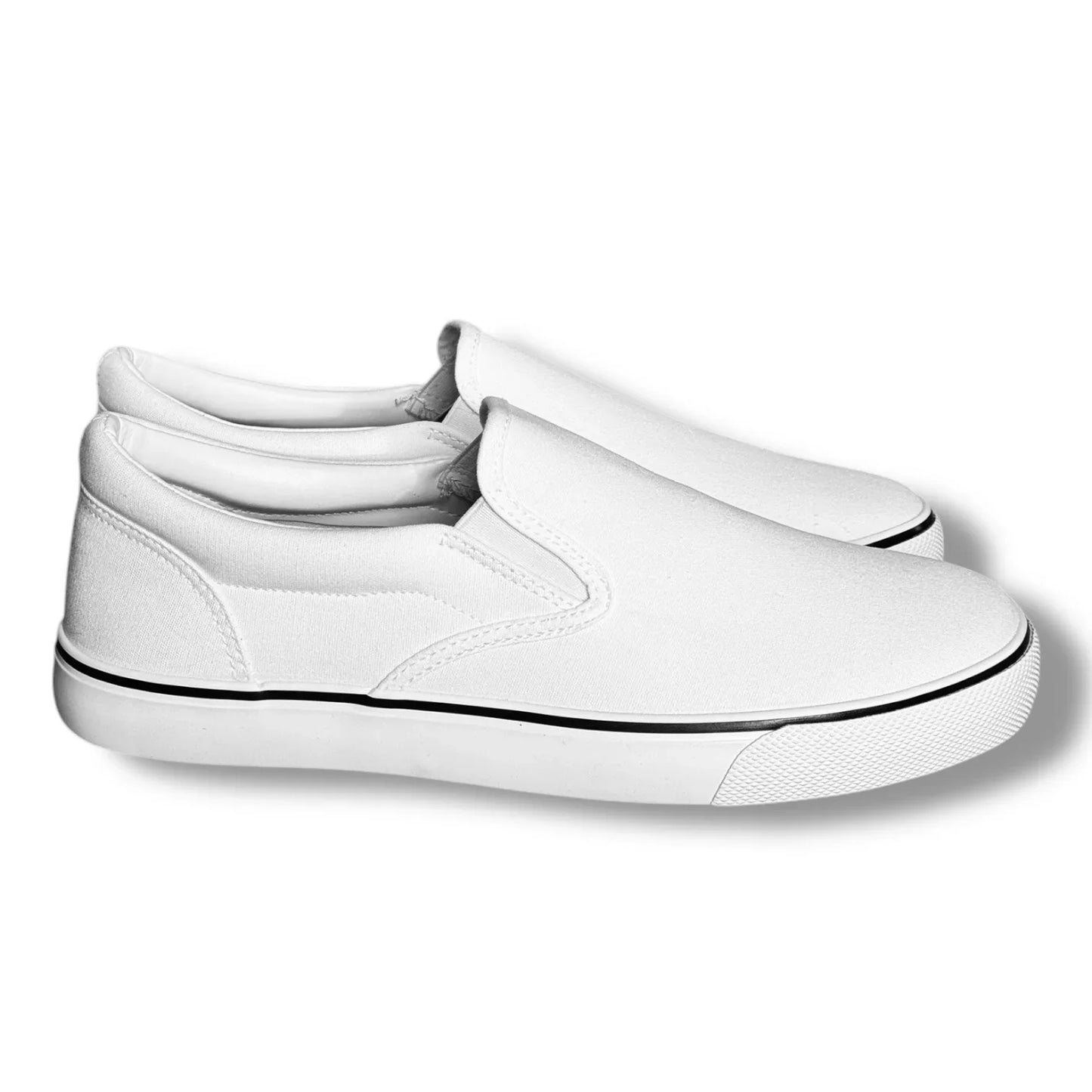 Perry Ellis Mens White Canvas Slip On Lifestyle Luxury Sneakers Shoes Size 9 - Trendiez U ♥ 