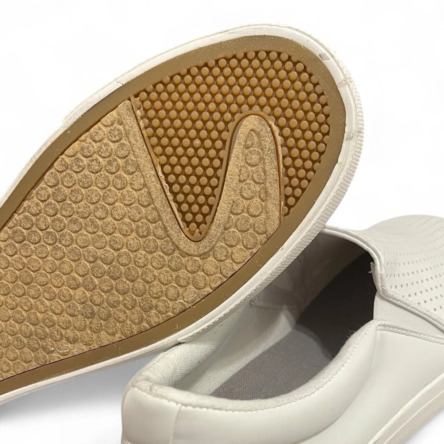 Perry Ellis Mens White Vegan Leather Slip On Luxury Sneakers Shoes Size 9 - Trendiez U ♥ 