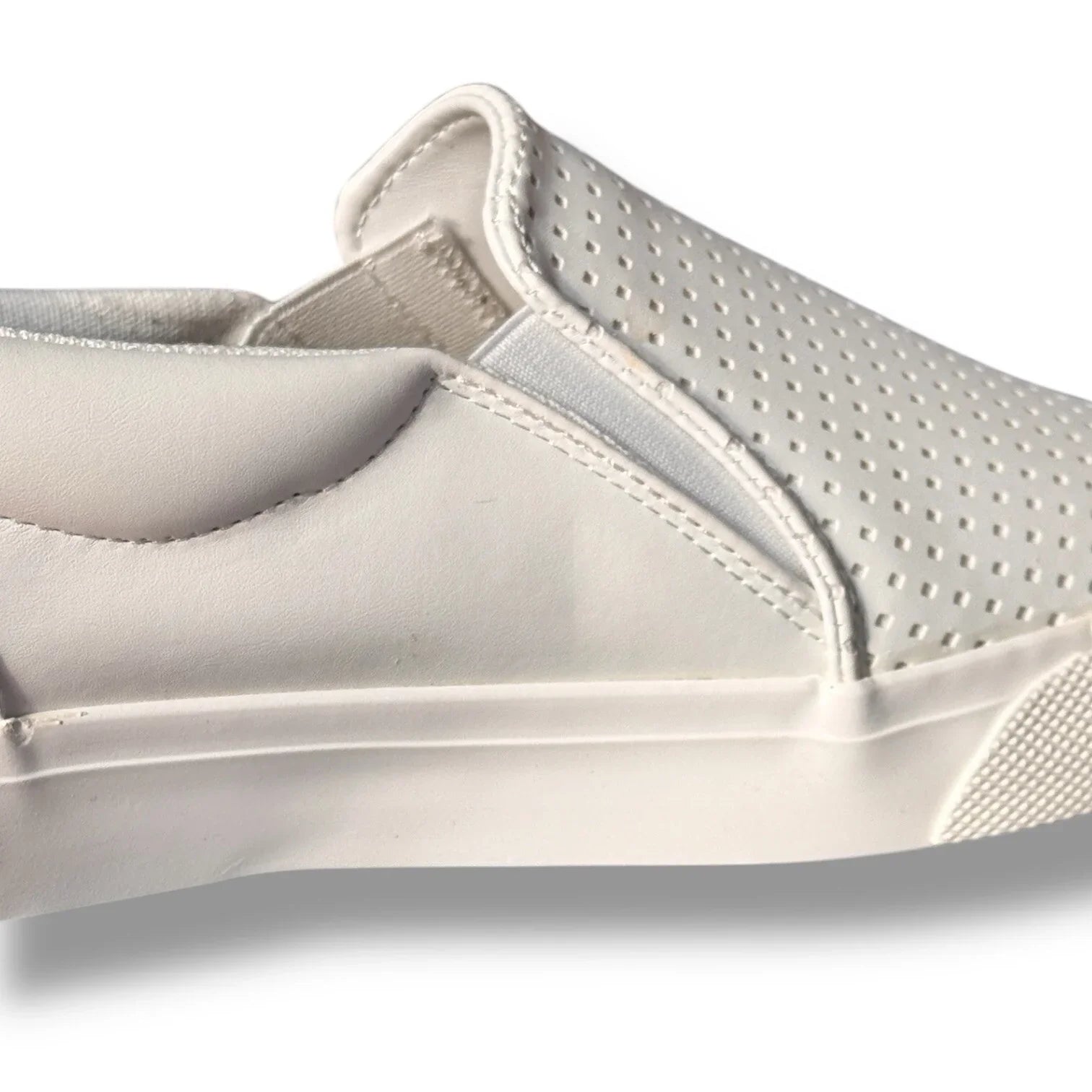 Perry Ellis Mens White Vegan Leather Slip On Luxury Sneakers Shoes Size 9 - Trendiez U ♥ 