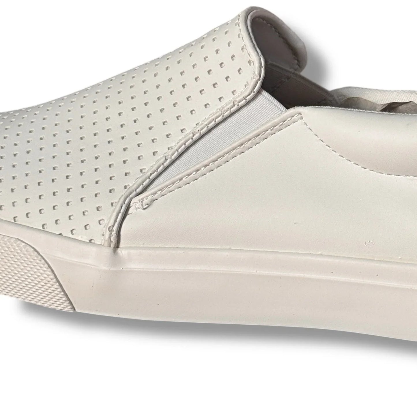 Perry Ellis Mens White Vegan Leather Slip On Luxury Sneakers Shoes Size 9 - Trendiez U ♥ 