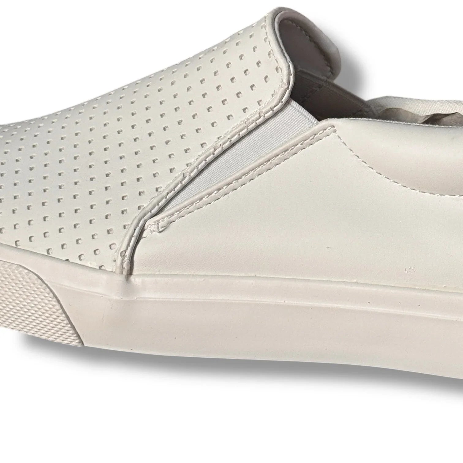 Perry Ellis Mens White Vegan Leather Slip On Luxury Sneakers Shoes Size 9 - Trendiez U ♥ 
