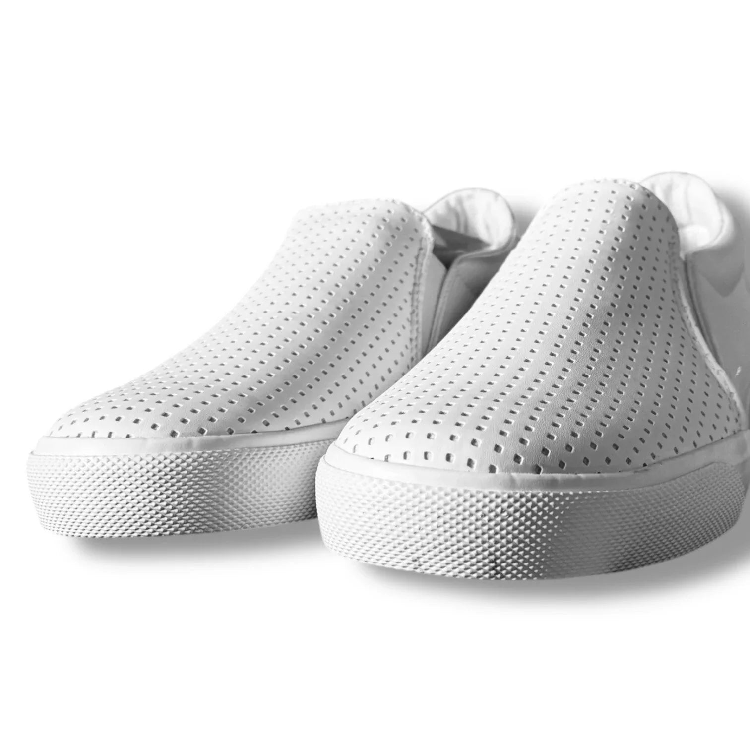 Perry Ellis Mens White Vegan Leather Slip On Luxury Sneakers Shoes Size 9 - Trendiez U ♥ 