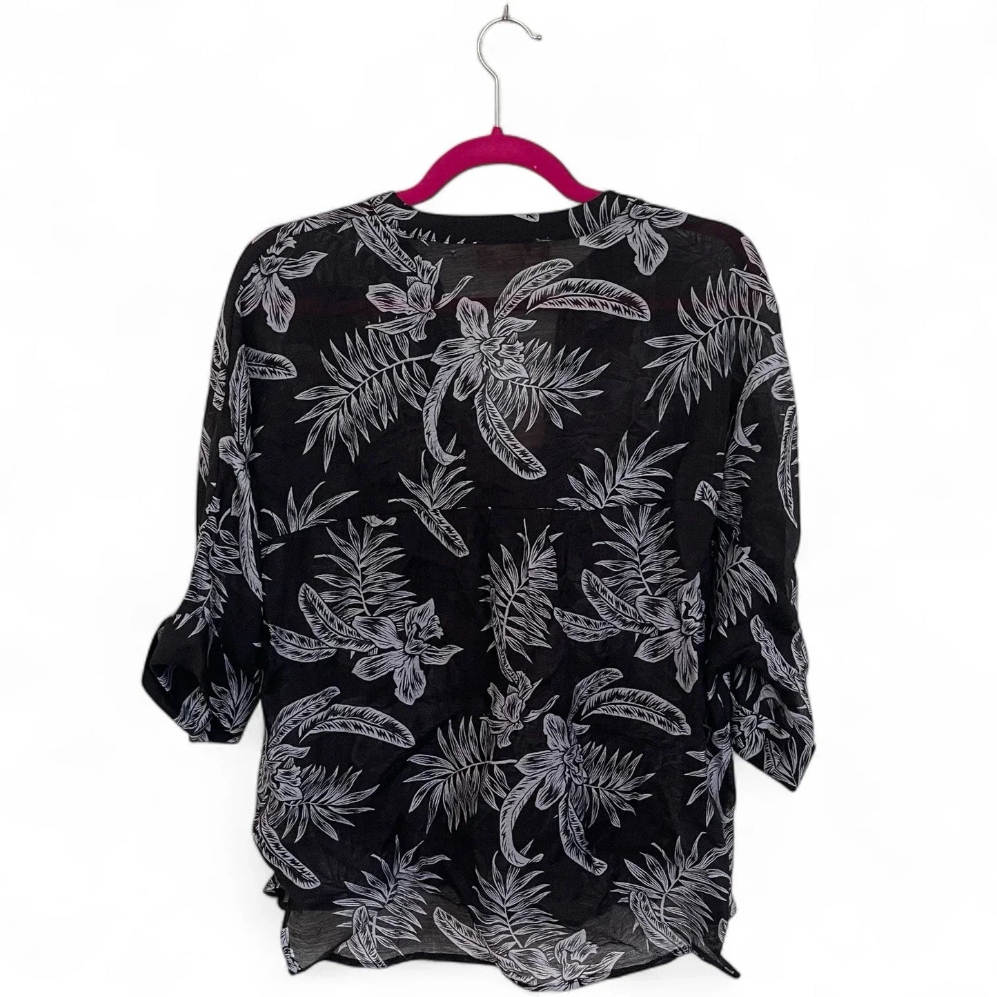 Philosophy Black Coastal Floral Blouse Size M Lightweight Relaxed Fit - Trendiez U ♥ 