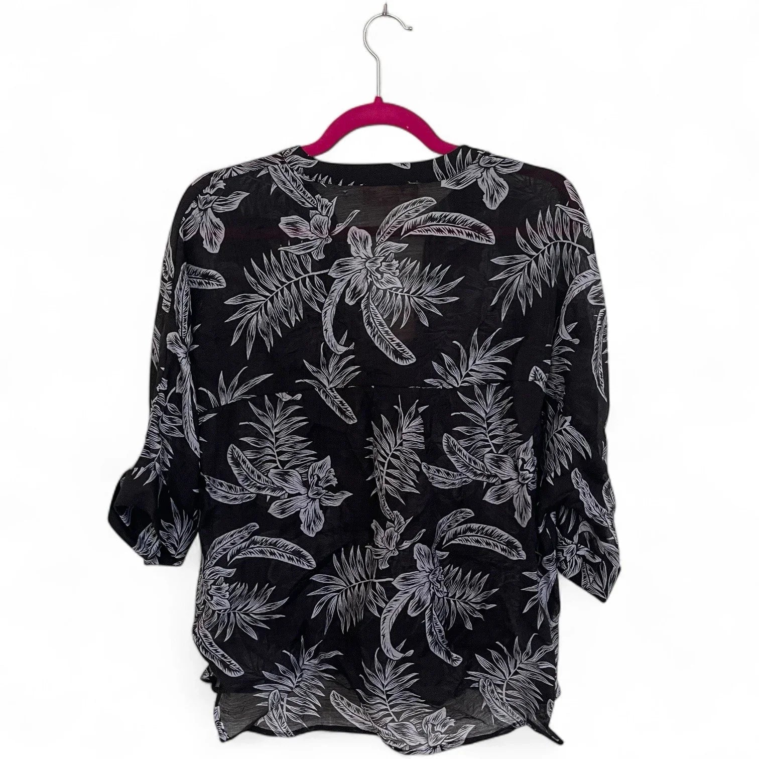 Philosophy Black Coastal Floral Blouse Size M Lightweight Relaxed Fit - Trendiez U ♥ 