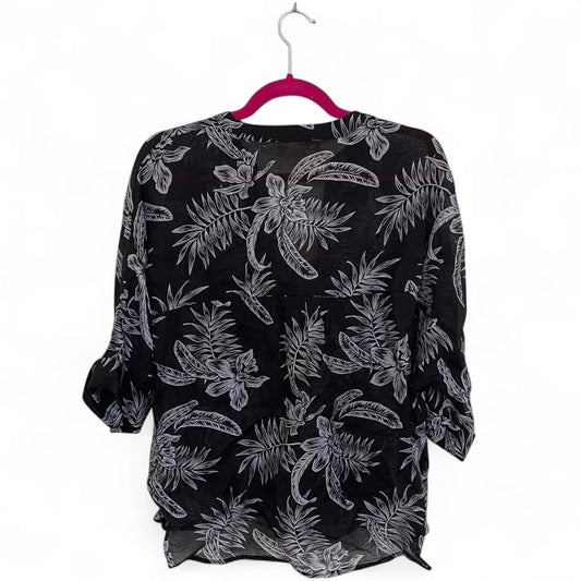 Philosophy Black Coastal Floral Blouse Size M Lightweight Relaxed Fit - Trendiez U ♥ 