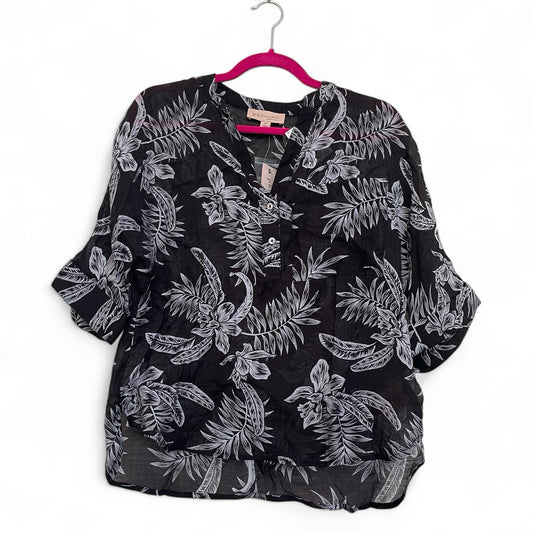 Philosophy Women’s Blouse – Size Small, Black Coastal Floral Lightweight Top - Trendiez U ♥ 