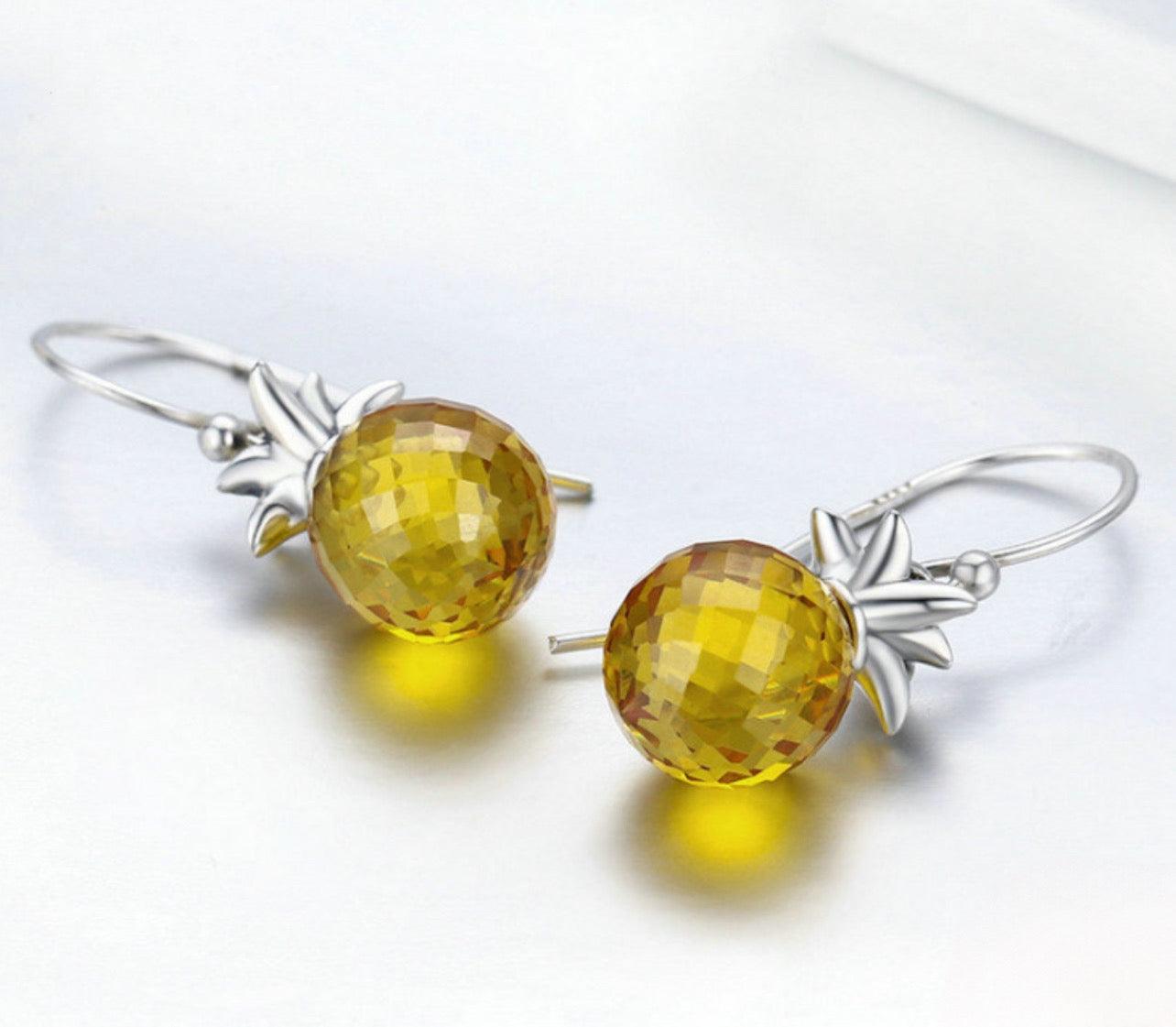 Pineapple Drops Sterling Silver Earrings - Trendiez U ♥ 