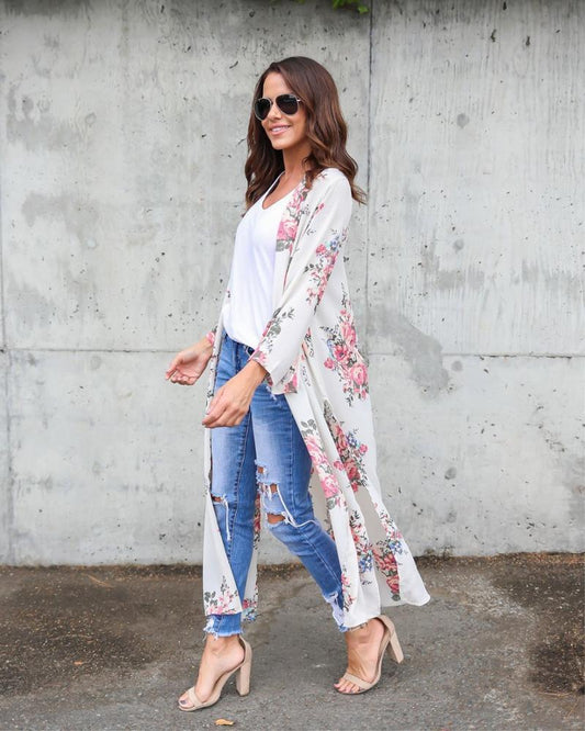 Pink Flower Chiffon Cardigan - Trendiez U ♥ 
