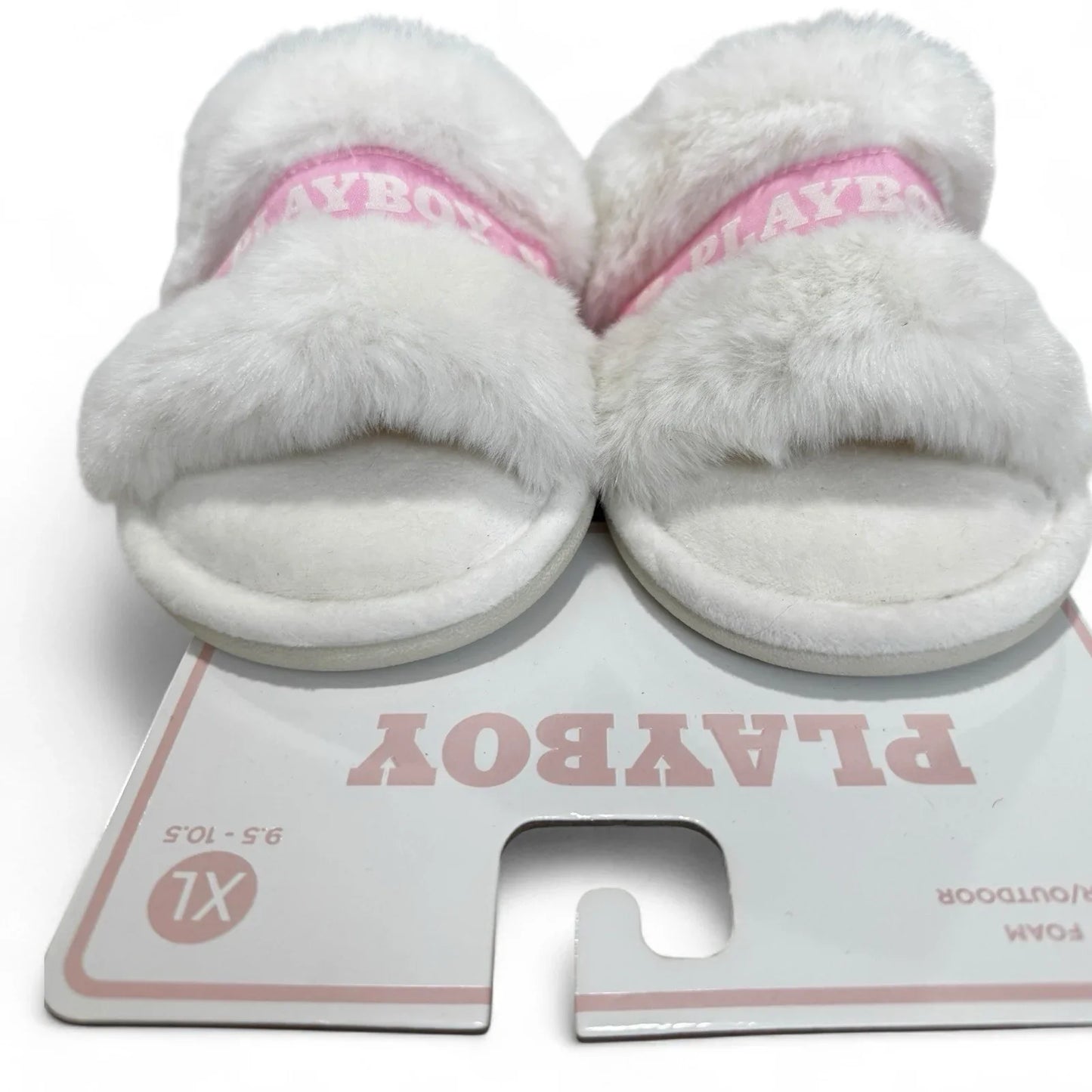 Playboy Pink & White Slippers Memory F Indoor/outdoor Soles Women's Sz 9.5-10.5 - Trendiez U ♥ 