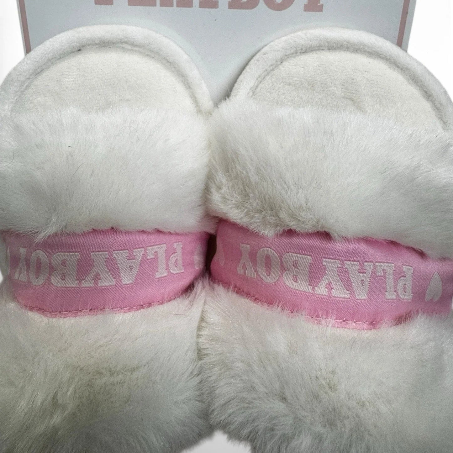Playboy Pink & White Slippers Memory F Indoor/outdoor Soles Women's Sz 9.5-10.5 - Trendiez U ♥ 