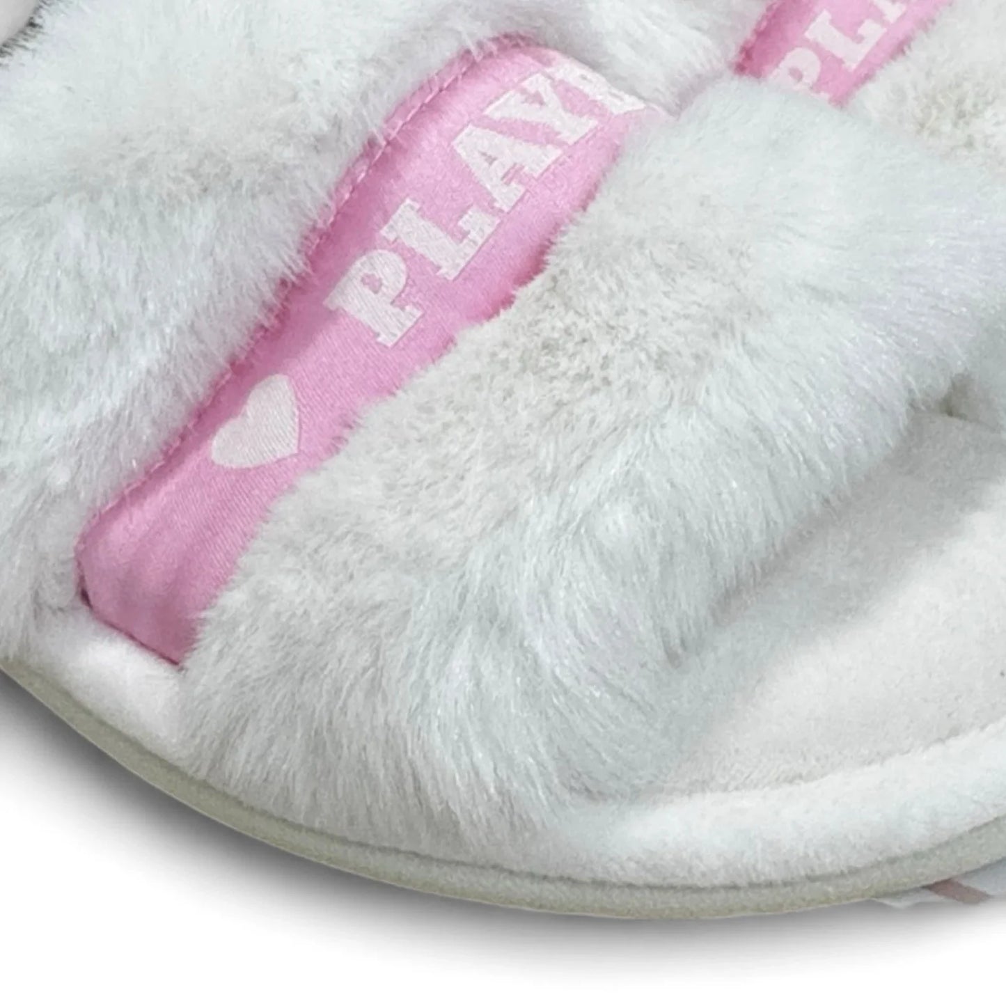 Playboy Pink & White Slippers Memory F Indoor/outdoor Soles Women's Sz 9.5-10.5 - Trendiez U ♥ 