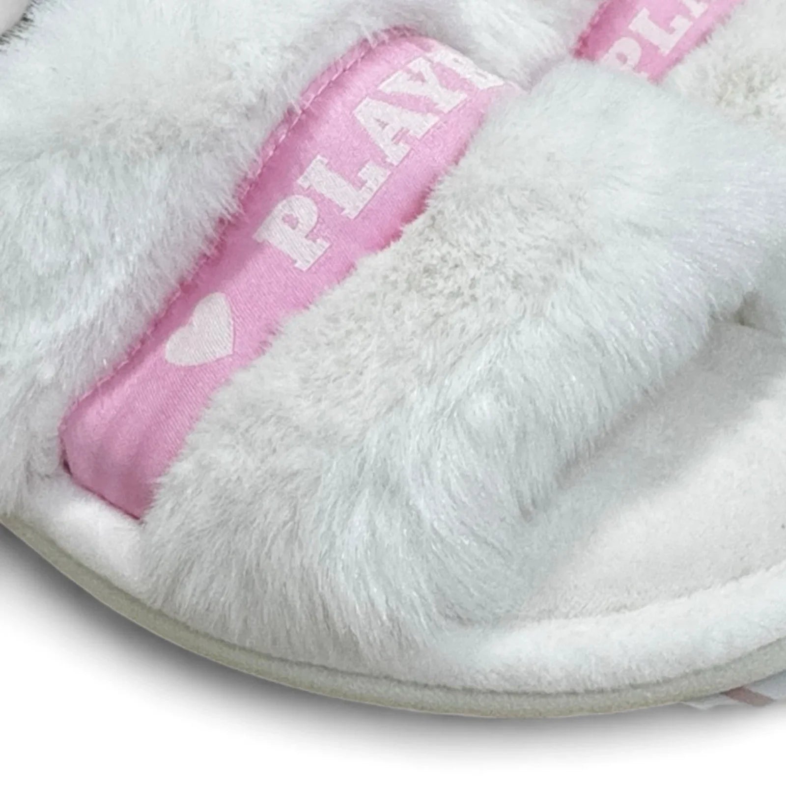 Playboy Pink & White Slippers Memory F Indoor/outdoor Soles Women's Sz 9.5-10.5 - Trendiez U ♥ 
