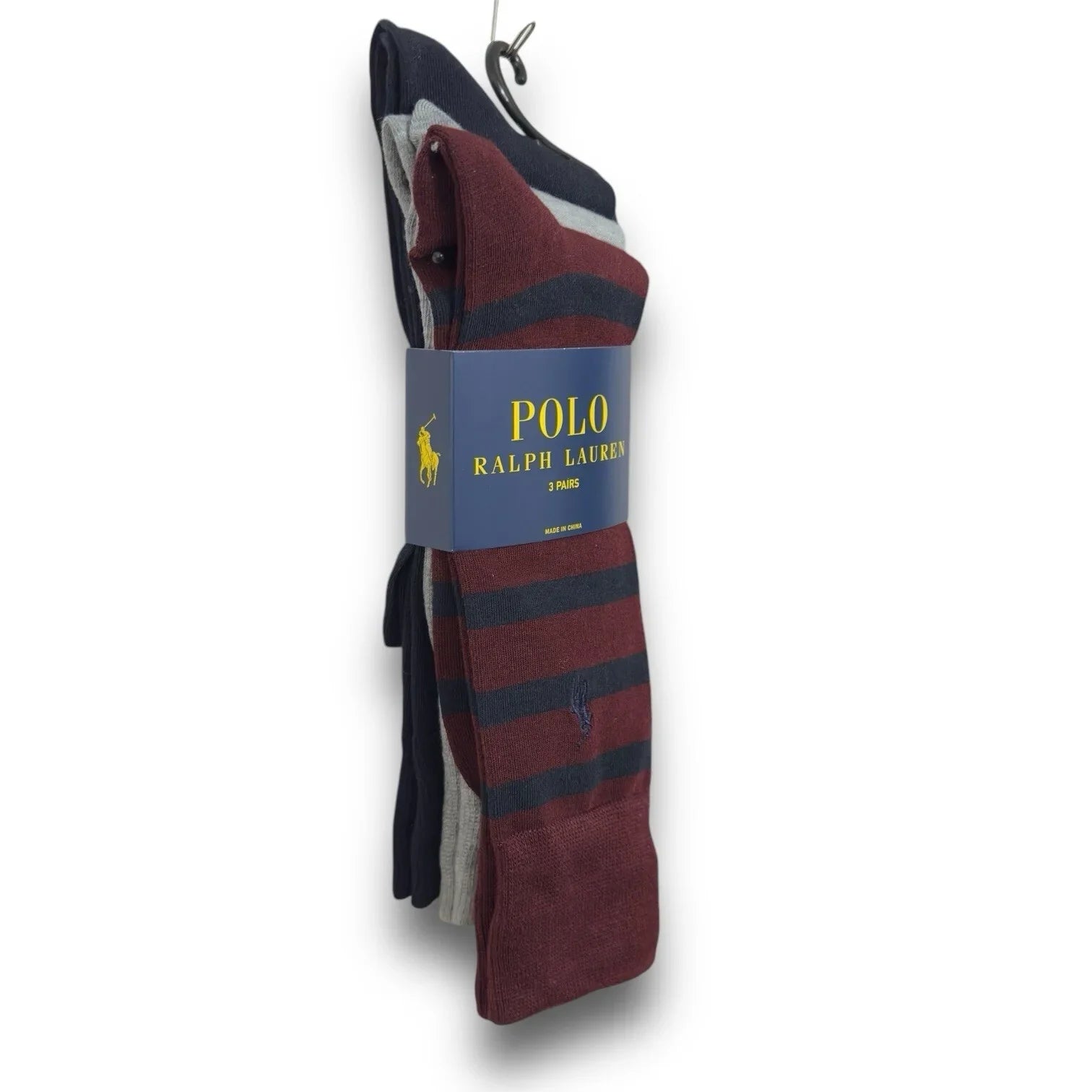 POLO RALPH LAUREN CREW DRESS SOCKS SHOE 6-12.5 MAROON NEW 3 PAIRS MENS - Trendiez U ♥ 