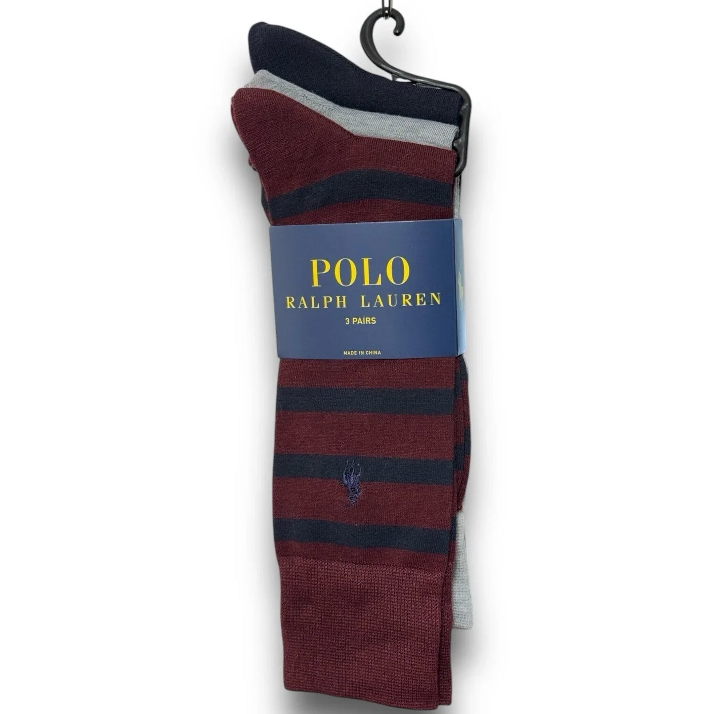 POLO RALPH LAUREN CREW DRESS SOCKS SHOE 6-12.5 MAROON NEW 3 PAIRS MENS - Trendiez U ♥ 
