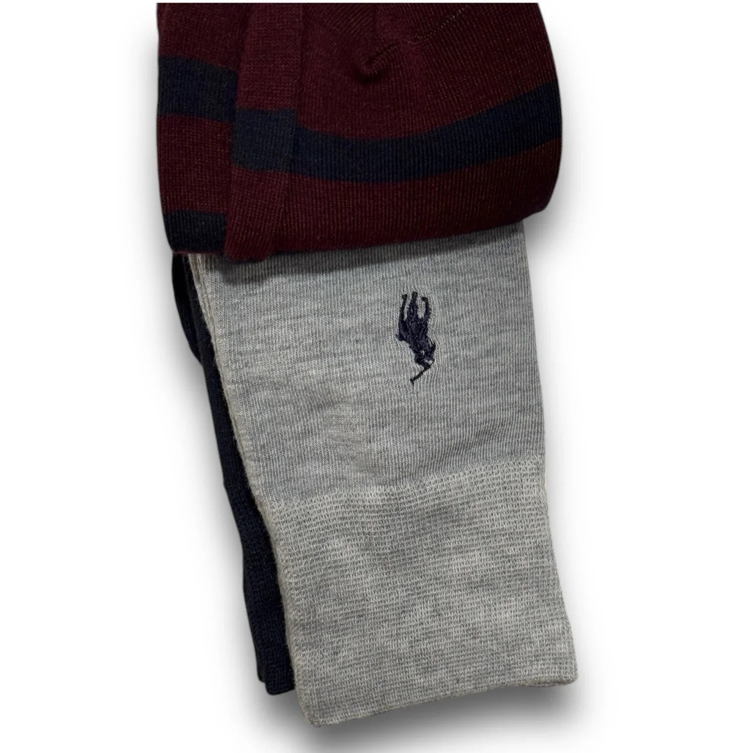 POLO RALPH LAUREN CREW DRESS SOCKS SHOE 6-12.5 MAROON NEW 3 PAIRS MENS - Trendiez U ♥ 