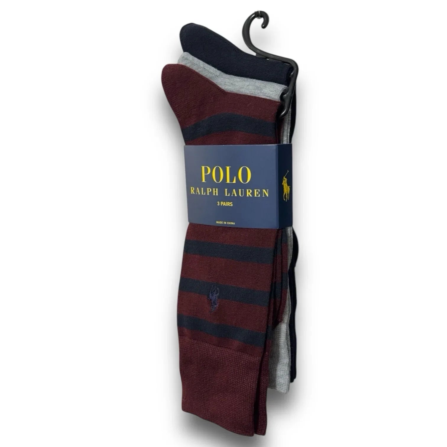 POLO RALPH LAUREN CREW DRESS SOCKS SHOE 6-12.5 MAROON NEW 3 PAIRS MENS - Trendiez U ♥ 