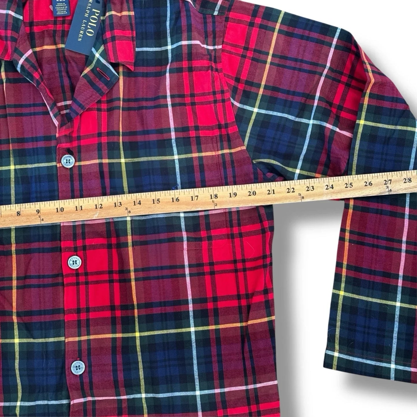 Polo Ralph Lauren Multicolor Tartan Plaid Pajama Men Sleepwear Shirt Sz Medium - Trendiez U ♥ 