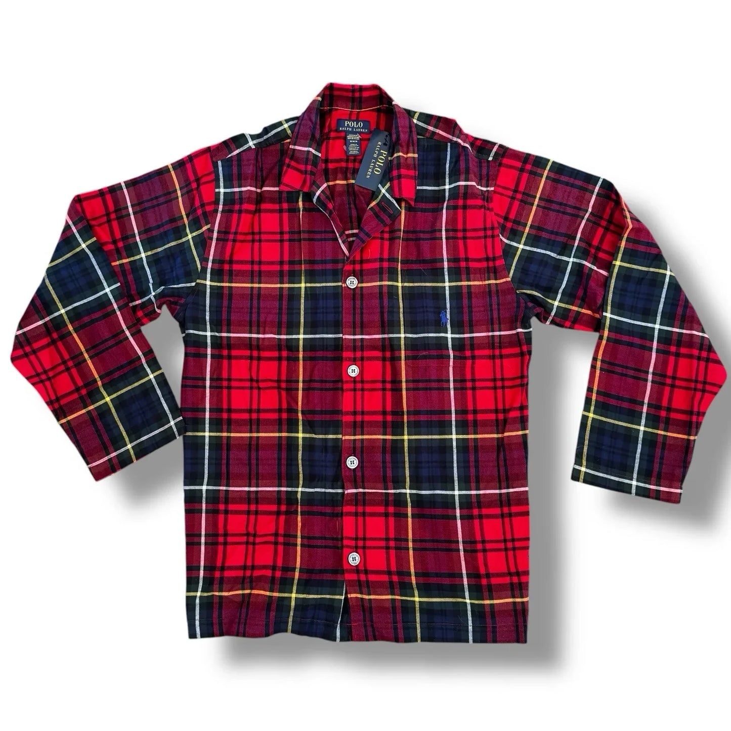 Polo Ralph Lauren Multicolor Tartan Plaid Pajama Men Sleepwear Shirt Sz Medium - Trendiez U ♥ 