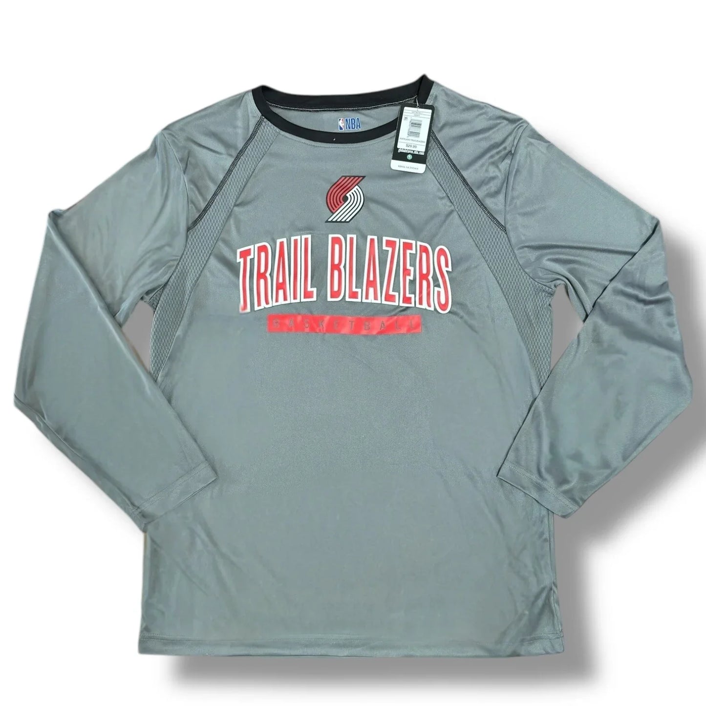 Portland Trail Blazers Long Sleeve Shirt Gray Men’s NBA Crew neck Graphic Tee L - Trendiez U ♥ 