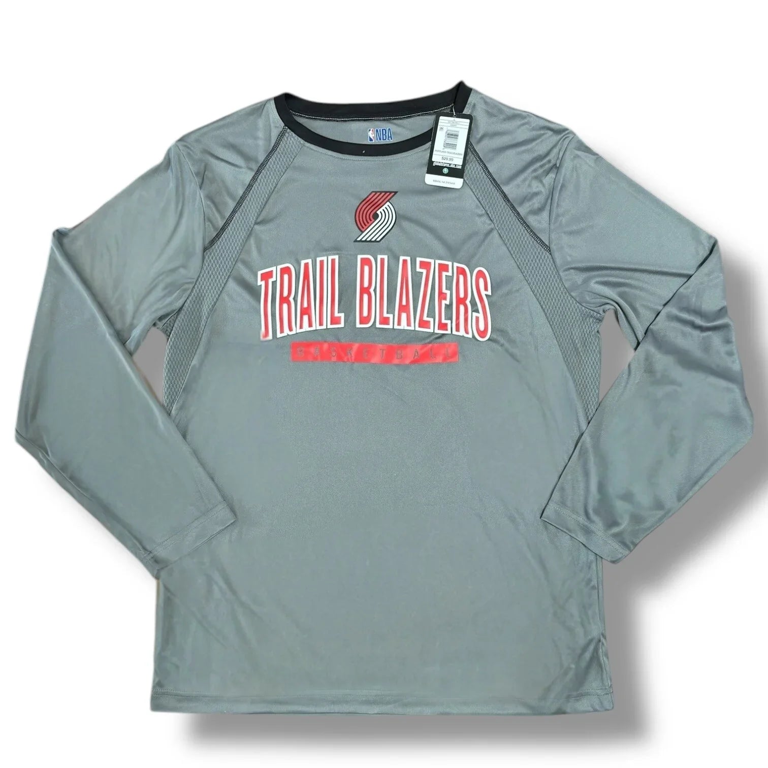 Portland Trail Blazers Long Sleeve Shirt Gray Men’s NBA Crew neck Graphic Tee L - Trendiez U ♥ 