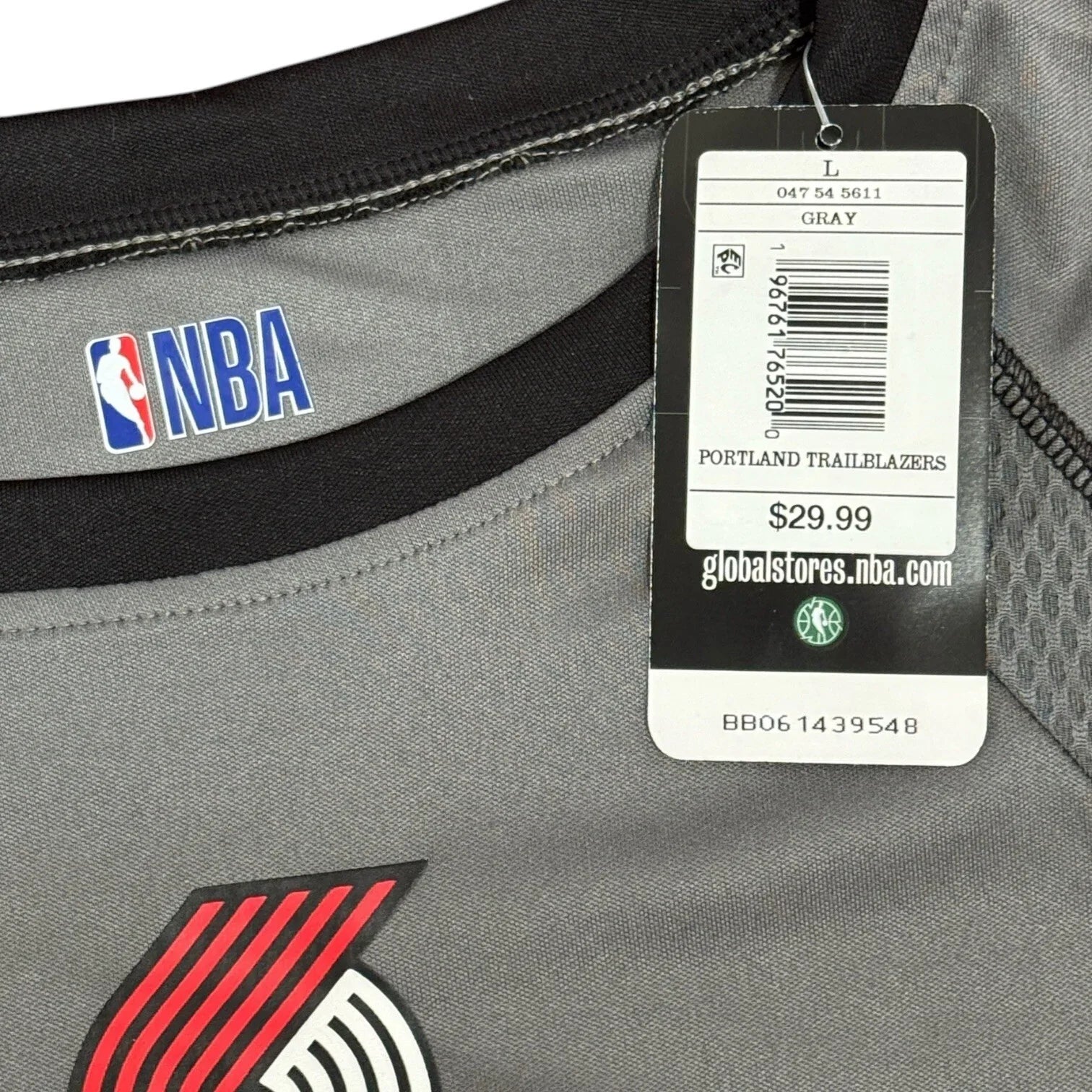 Portland Trail Blazers Long Sleeve Shirt Gray Men’s NBA Crew neck Graphic Tee L - Trendiez U ♥ 