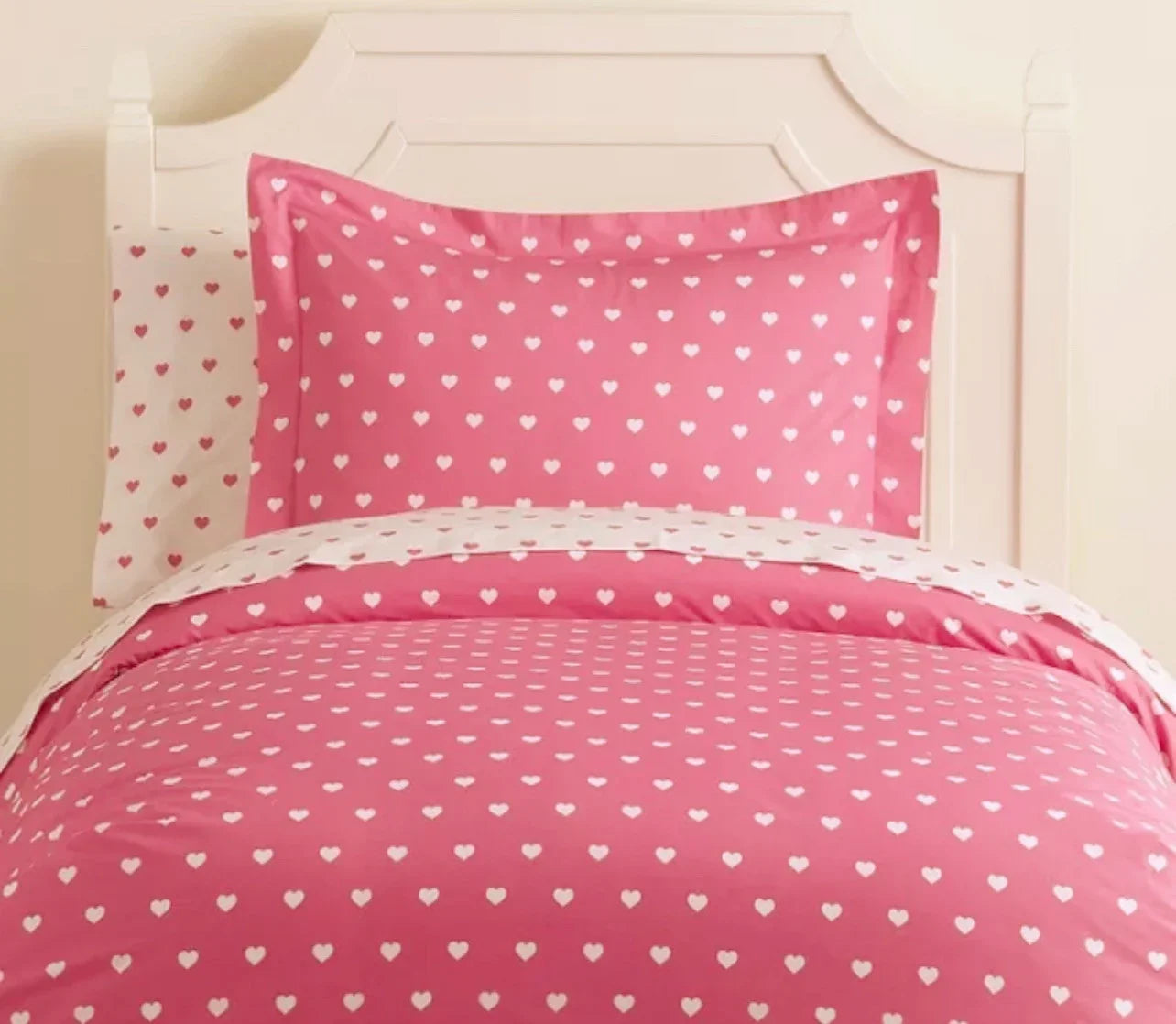 Pottery Barn Kids Organic Cotton Full/Queen Duvet Pink/White Hearts Bed - Trendiez U ♥ 
