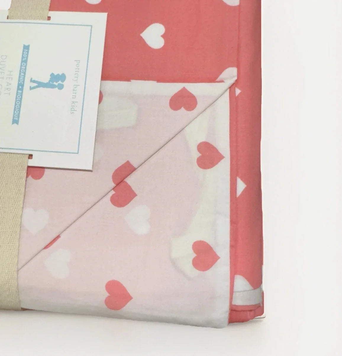 Pottery Barn Kids Organic Cotton Full/Queen Duvet Pink/White Hearts Bed - Trendiez U ♥ 