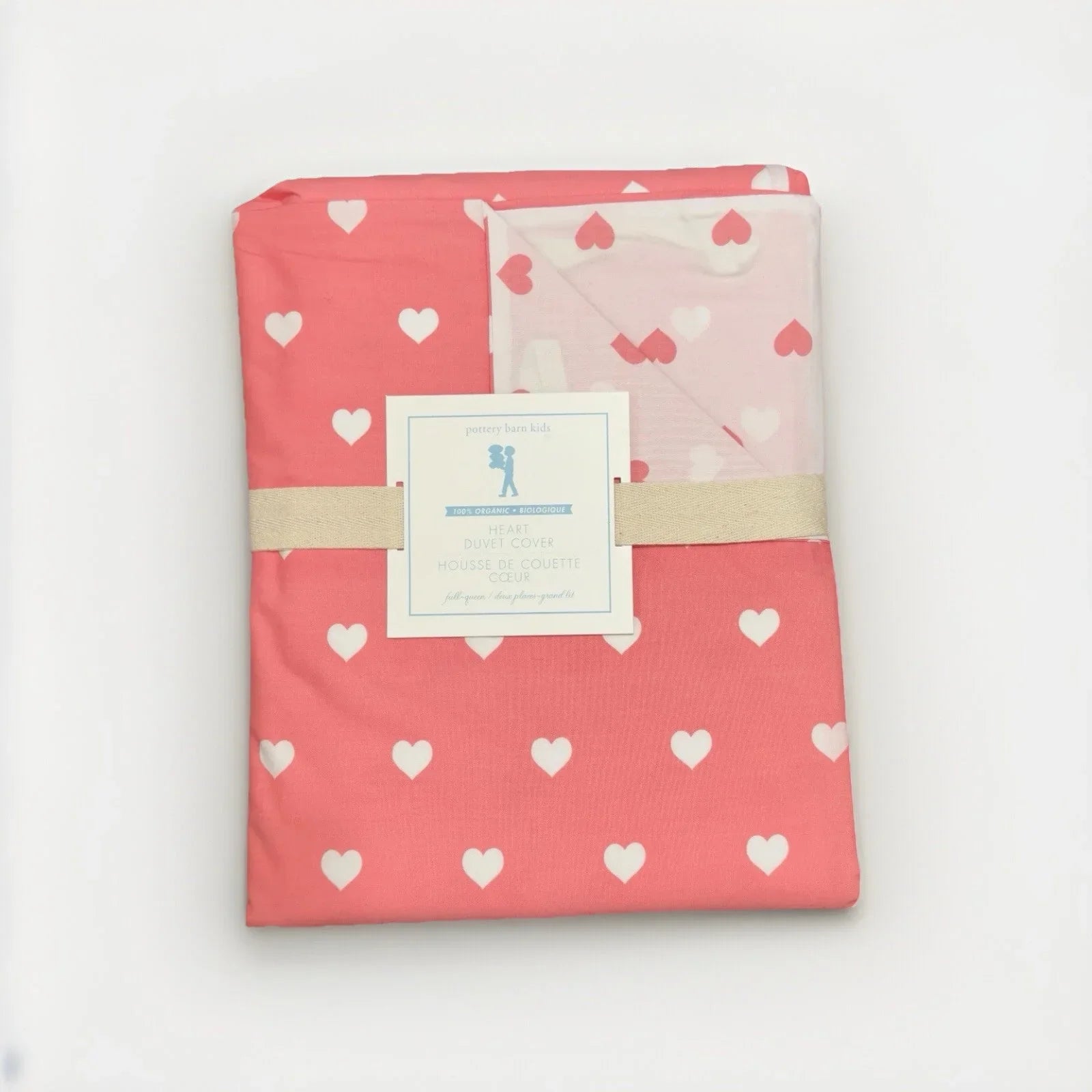 Pottery Barn Kids Organic Cotton Full/Queen Duvet Pink/White Hearts Bed - Trendiez U ♥ 