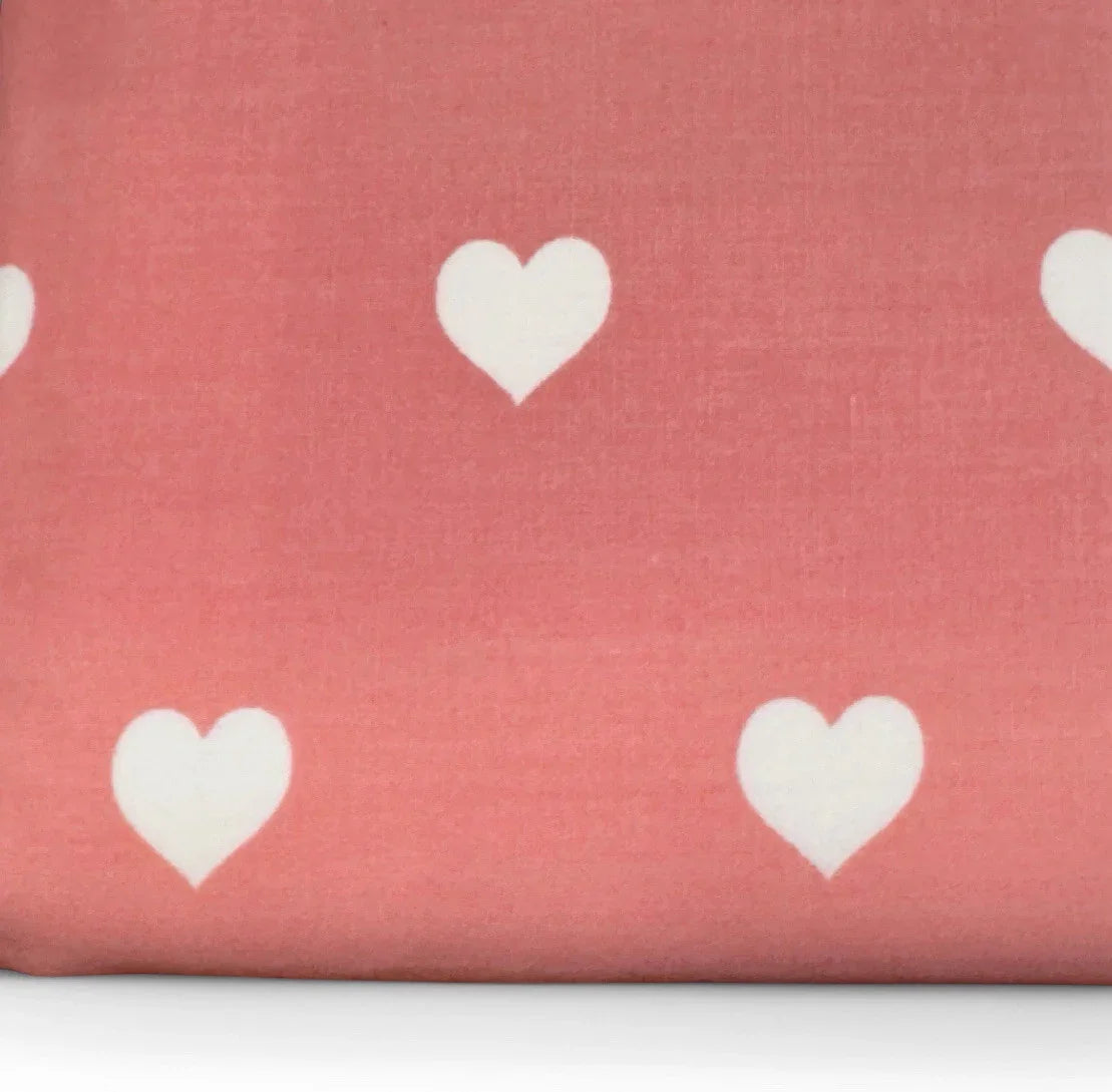 Pottery Barn Kids Organic Cotton Percale Full/Queen Duvet White Coral Pink Heart - Trendiez U ♥ 